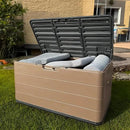 Premium Pro Edition 100 Gallon Lockable Resin Deck Box, Waterproof & UV-Resistant Outdoor Storage Box for Outdoor Cushion Storage, Garden Tools & Pool Accessories Storage, Brown by GreenHaven Gardens
