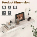 Axeman Floating Shelves for Wall - 32''W x 8'' D Rustic Solid Elm Wood Shelves for Storage, Wall Mounted Display Shelving with Invisible Heavy-Duty Metal Bracket (White Wash, 2PCs) by CozyNest Decor