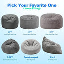Hobestluk 3 in 1 Bean Bag Chair Giant Bean Bag Chairs for Adults with Chevron Plush Fur Cover Convertible Bean Bag Floor Cushion with Machine Washable Cover for Living Room (Chevron Plush Grey) by CozyNest Decor