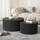 Round Coffee Table Set of 2, Modern Wooden Nesting Coffee Tables for Living Room, No Assembly Required Circle Side Table Set Accent Furniture for Bedroom, Balcony,Office, Black by CozyNest Decor