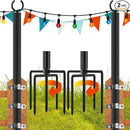 LAND·VOI 2 Pack String Light Poles, 9FT Heavy Duty Metal Light Poles for Outside String Lights, Outdoor Light Poles with 5 Prong Fork, Lighting Stand for Patio, Backyard, Garden, Deck, Black FLP12B by GreenHaven Gardens