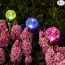GIGALUMI Solar Outdoor, Cracked Glass Ball Solar Garden Lights, Color Changing Lights Outdoor,Garden LED for Path, Patio, Yard, 3 Pack Pathway by CozyNest Decor
