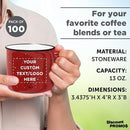DISCOUNT PROMOS Custom Ceramic Campfire Coffee Mugs 13 oz. Set of 100, Personalized Bulk Pack - Perfect for Tea, Espresso, Cappuccino, Hot Cocoa - Red by TinyTreasures Baby Boutique