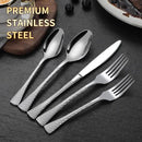 Hammered Silverware Set,20 Piece Modern Flatware Set Service for 4,Mirror Polished Stainless Steel Cutlery Set Utensil Set Tableware Set,Kitchen Knives Forks Spoons Set,Dishwasher Safe by CozyNest Decor