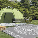 Pauwer Waterproof Outdoor Rug 6x9, Reversible Plastic Straw Patio Camping Rug, Indoor Outdoor RV Mat Carpet for Deck, Camper, Porch, Balcony, Backyard, Picnic, Floral Grey by GreenHaven Gardens