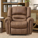 CANMOV Leather Recliner Chair, Classic Breathable Manual Recliner Chair with Comfortable Arm and Back Single Sofa for Living Room, Camel by CozyNest Decor