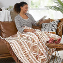 CASAAGUSTO Boho Throw Blanket - Terrcotta Decorative Blankets with Tassel, Printed Flannel Bohemian Blanket for Chair, Bed, Sofa, Couch(50 * 60, Terrcotta) by CozyNest Decor
