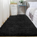 2x6 Runner Rug for Bedroom: Fluffy Shag Soft Washable Rugs Small Fuzzy Plush Indoor Carpet for Hallway Bedside Dorm Kids Girls Boys Room (Black, 2'x6') by TinyTreasures Baby Boutique