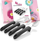 Adaptive Eating Utensils by Celley for Elderly, Handicapped | 4pc Easy Grip Silverware Stainless Steel Knife, Fork, 2 Spoons – (Black) by CozyNest Decor