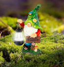 Garden Gnome Statue, Resin Figurine with Bright Solar Lantern Lights and Welcome Sign, Outdoor Solar-Powered Illumination Yard Art Decorations for Indoor Outdoor Patio Lawn Garden Room by CozyNest Decor