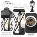 Darkaway Outdoor Post Lights, Aluminum Exterior Post Lantern Light Fixture with Seeded Glass, E26 Socket Fence Pole Deck Lighting for Garden Patio Pathway by GreenHaven Gardens