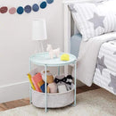Amazon Basics Round Storage End Table, Side Table with Cloth Basket, Mint Green/Heather Gray, 18 in x 18 in x 19 in by CozyNest Decor