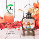 Fall Snow Globes, Blue Truck Pumpkin and Gnome Scene Snow Globes, Glittering Lantern with Timer, Snow Globe Lantern USB or Battery Powered for Fall Festival Thanksgiving Day Decor by CozyNest Decor