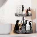 Two Tier Lazy Susan Organizer Turntable Height Adjustable, 2 Tier Lazy Susan 12 Inch Metal Easy Assembly, Spice Rack Organizer Rotating for Cabinet Dining Table Top Kitchen Countertop Black by CozyNest Decor