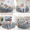 7FT Bean Bag Chair, Large Bean Bag Chairs with Memory Foam Filled, Fluffy Beanbag Sofa with Dutch Velvet Cover, Round BeanBag Chairs for Living Room, Playroom - Light Grey by TinyTreasures Baby Boutique