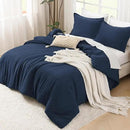 Litanika Navy Blue Comforter Full Size Set, 3 Pieces Lightweight Solid Bedding Comforter Set, All Season Fluffy Bed Set by CozyNest Decor