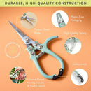 Modern Sprout Pruning Shears - Herb Snipping Scissors- Lightweight Gardening Tools W/Easy Lock - Flower Cutter Garden Shears - Carbon Steel Blade + Reusable Holster (Ocean, 1-Pack) by GreenHaven Gardens