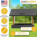 Poly Hanging Hopper Bird Feeder, Large Hanging Bird Feeder for Outside, Outdoors - Amish American Made (Black & Cedar) by CozyNest Decor