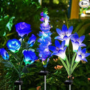 Solar Flowers Lights, 6 Pack Lily Rose Delphinium, Waterproof Gardening Gifts for Mom Grandma Women, Multi-Color Changing Outdoor Lights for Garden Yard Patio Lawn by GreenHaven Gardens