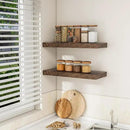 RICHFOCUS 24Inch Floating Shelves for Wall 2 Pack Shelves for Bedroom|Kitchen|Bathroom Wall Mounted Rustic Wood Floating Shelf with Invisible Brackets for Books|Storage|Decor, Rustic Brown by CozyNest Decor