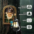 Garden Gnome Decor Outdoor Statue - Gnome With Solar Waterproof Lantern, Whimsical Elf Out The Door Tree Hugger Garden Statues, Home, Fence, Patio, Resin Ornament, Gardening Gift Tree Faces Gnomes by CozyNest Decor
