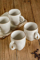 famiware Coffee Mugs Set of 4, Ocean Square 13oz Coffee Cup Set with Handle for Cocoa, Milk, Hot Chocolate, Stoneware Cups for Kitchen, Reactive Glaze, Microwave and Dishwasher Safe, Cappuccino White by CozyNest Decor