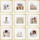Sheffield Home 9 Piece Gallery Wall Frame Set, 12x12 in. Matted to 8x8 in. (Gold) by CozyNest Decor