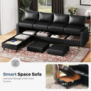 118.5" Faux Leather Modular Sectional Sofa, U Shaped Couch Set for Living Room, Large 8-Seater Comfy Cloud Couches with Storage Seat DIY Combination - Black by CozyNest Decor