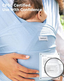 Momcozy Baby Carrier AirMesh - The Perfect Summer Water Sling for Newborns to Toddler 8-35 lbs - Cooling, Breathable and Lightweight Baby Wrap, Nice for Summer, Pool, Beach, Swimming, Light Blue by TinyTreasures Baby Boutique