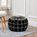 Stuffed Arch Design Moroccan Leather Pouf Ottoman, Handmade, Pre-Filled, 100% Genuine Leather, 14” Height x 22” Diameter – Boho Chic Footstool & Living Room Décor (Black) by CozyNest Decor
