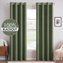 MIULEE 100% Blackout Linen Textured Curtains for Bedroom Solid Thermal Insulated Olive Green Grommet Room Darkening Curtains & Drapes Luxury Decor for Living Room Nursery 52 x 96 Inch (2 Panels) by TinyTreasures Baby Boutique