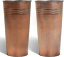 KOL 22''H 2-Pack Planter with Water Level Indicator - Galvanized Steel Pot - Self Watering Planters Flower Pot for Plant - Inner Pot Design - Round Metal Planter Box - Indoor Outdoor Planting - Bronze by CozyNest Decor