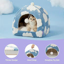 Lesure Cute Cat Beds for Indoor Cats - 2 in 1 Large Cat Cave Bed for Puppy and Small Dog with Removable Washable Cushioned Pillow, Cozy Kitten Tent with Non-Slip Bottom, Blue, 17.3 inches by CozyNest Decor