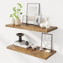 32" Floating Shelves for Wall, 12" Deep Slim Rustic Brown Floating Shelves, Wall-Mounted Shelves for Bedroom, Living Room, Kitchen, Bathroom - Set of 2 by CozyNest Decor