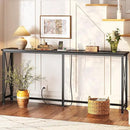 SUPERJARE 70 Inch Console Table with Outlets and USB-C Port, Extra Long Behind Couch Sofa Table with X-Shaped Design, Narrow for Entryway, Living Room, Metal Frame, Wooden Top, Black by CozyNest Decor