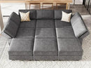 Belffin Modular Sectional Sleeper Sofa Couch with Storage Ottoman Convertible Sectional Couches for Living Room Terry Reversible Chaise. Dark Grey Sofa by CozyNest Decor