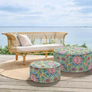 Inflatable Ottoman Stool D31 xH14 for Outdoor/Indoor Use, Water Repellent Patio Foot Rest Stool with Portable Handle,Round Pouf Ottoman Suitable for Garden,Deck and Camping - Damask Red by CozyNest Decor