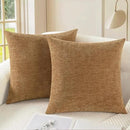 CaliTime Throw Pillow Covers Decorative 18 X 18 Inches Pack of 2 Cozy Chenille Cushion Case for Couch Sofa Bed Living Room Home Apricot Brown by CozyNest Decor