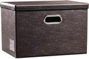 PRANDOM Large Collapsible Storage Bin with Lid [1-Pack] Leather Fabric Foldable Storage Box Organizer Containes Basket Cube with Cover for Home Bedroom Closet Office Nursery Brown (17.7x11.8x11.8) by TinyTreasures Baby Boutique