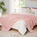 L'AGRATY Chunky Knit Blanket Throw - Soft Chenille Yarn Throw Blanket 40x50: Handmade Thick Knit Crochet Blanket - Large Chunky Rope Pink Throw Blanket for Couch Sofa Bed Home Decor by CozyNest Decor