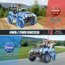 Hikole 2 Seater XL Ride on Cars for Kids - 24V Electric Car with 20 Inch Wide Seat, 4WD/2WD Switch, Remote Control, LED Lights, Music Player, Battery Powered Car for Kids, Blue-Gray by TinyTreasures Baby Boutique