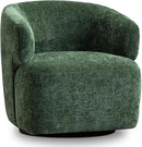 Swivel Accent Chair, Chenille Barrel Chair for Living Room, Cozy Round Boucle Arm Chair, Metal Base for Club Nursery Bedroom, Green by CozyNest Decor