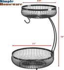 Simple Houseware 2-Tier Countertop Fruit Basket with Banana Hanger, Black by CozyNest Decor