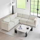 CHITA Oversized Corner Modular Sectional Fabric Sofa Set, FSC Certified Extra Large 5 seat V Shaped Corner Sectional Cloud Couch for Living Room, 106 inch Width,4 Seat and 1 Middle Corner, Linen by CozyNest Decor