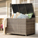178 Gallon Outdoor Storage Box, Patio Deck Box with 2 Wheels, Handle Large Portable Wicker Rattan Deck Box for Patio Furniture Cushions, Throw Pillows, Garden Tools and Pool Floats (Gray) by CozyNest Decor