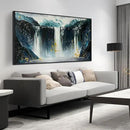 Waterfall Hand Painted Wall Art for Living Room - Mountains Wall Art for Office Decor - Landscape Big Wall Art for Living Room Size 29" x 59" by CozyNest Decor