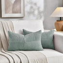 Fancy Homi 2 Packs Grey Blue Lumbar Decorative Throw Pillow Covers 20x28 Inch for Living Room Couch Bed, Rustic Farmhouse Boho Home Decor, Soft Striped Corduroy Rectangle Accent Cushion Case 50x70 cm by CozyNest Decor