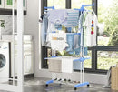 HOMIDEC Clothes Drying Rack, Large 4-Tier Foldable Drying Rack Clothing(67.7H x 19.7W x 30L Inches), Movable Drying Rack with 4 castors. Multifunctional Stainless Steel Laundry Drying Rack, Blue by CozyNest Decor