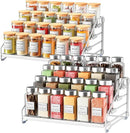 RCHYFEED 4 Tier Spice Rack Organizer, Spice Organization for Cabinet,Pantry, Countertop,Tiered Spice Rack Easy Visibility,Depth Expandable Seasoning Shelf for Kitchen Cabinet Organizer,Silver,2 PACK by CozyNest Decor