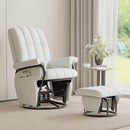 JIASTING 360° Swivel Leather Recliner Chair with Ottoman & Double Side Pockets, Nursing Glider Rocking Recliner Chair, Gliding Chairs for Nursery, Living Room, Office, Bedroom, Metal Frame (White) by TinyTreasures Baby Boutique